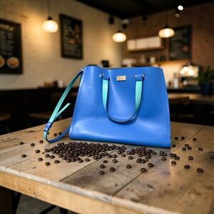 kate spade Royal Blue Tote with Mint Green Handles